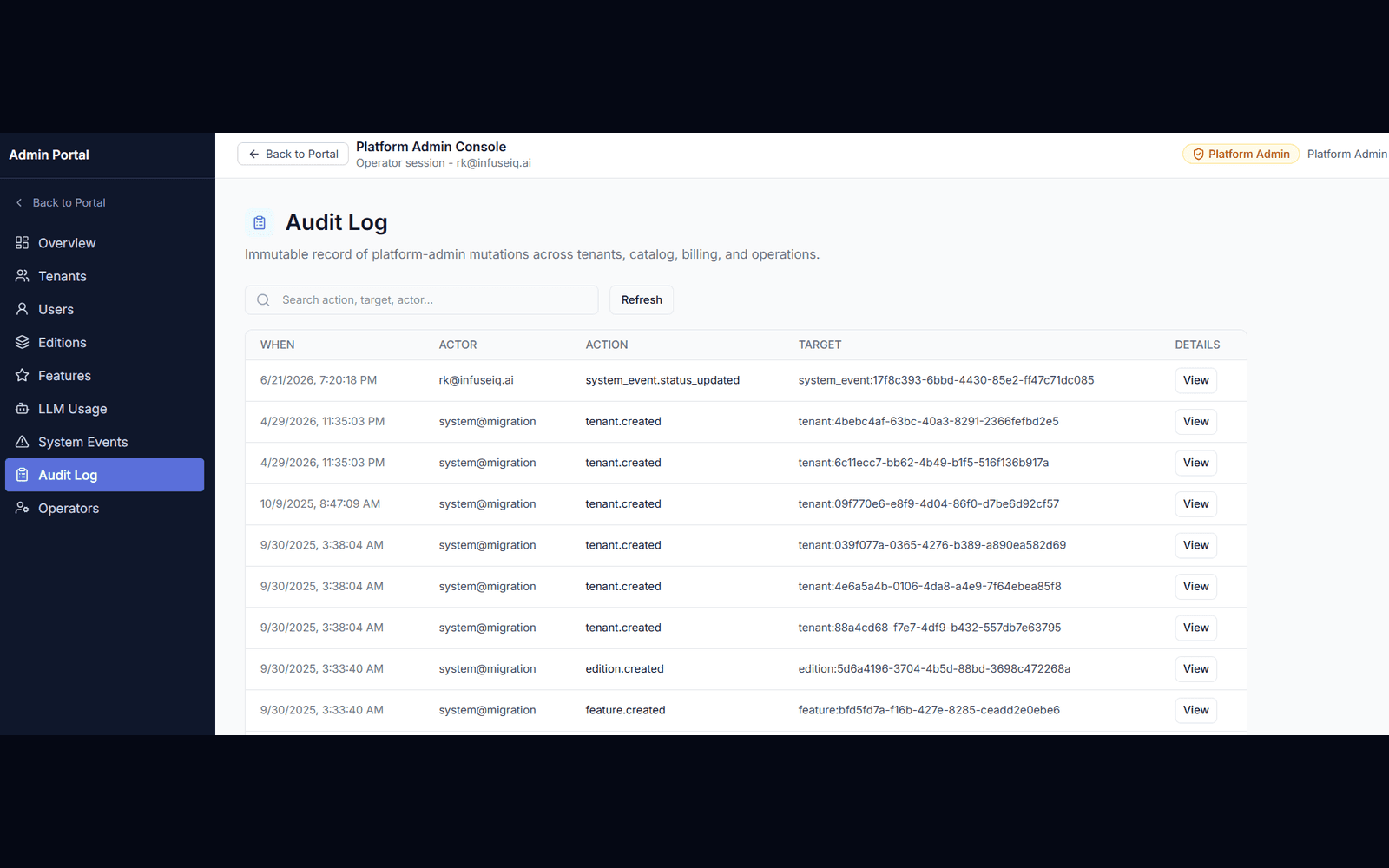 Review recorded activity